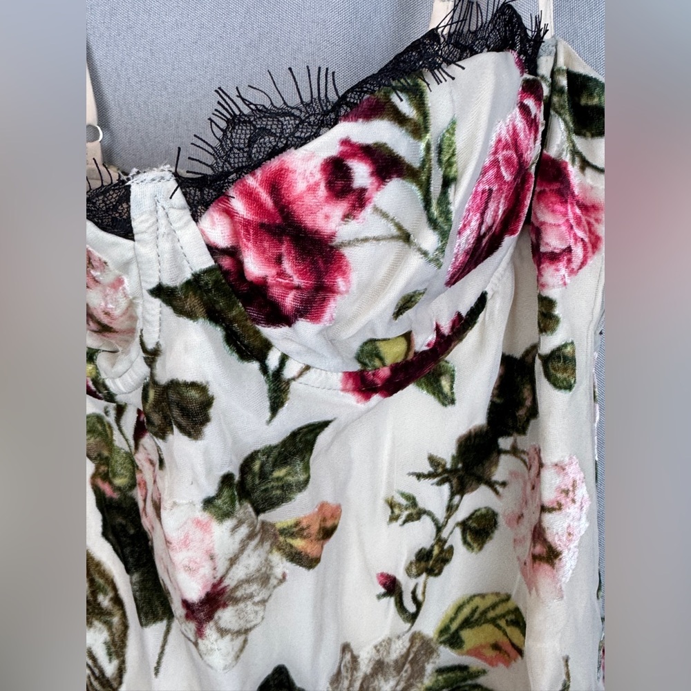 Rare London Floral Flocked Mini Slipdress- Sz Small - Picture 8 of 14